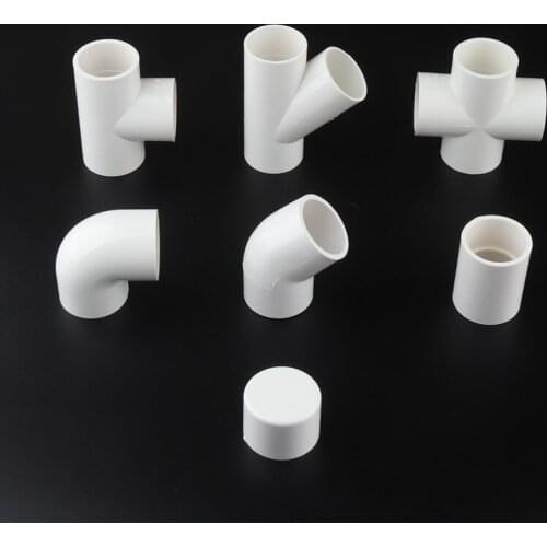 3pcs PVC Connector Inner Dia. 32mm Pipe Fittings Cap Straight Tee Wye Y Connector Elbow Cross for Pipe Repairing Aquarium Water