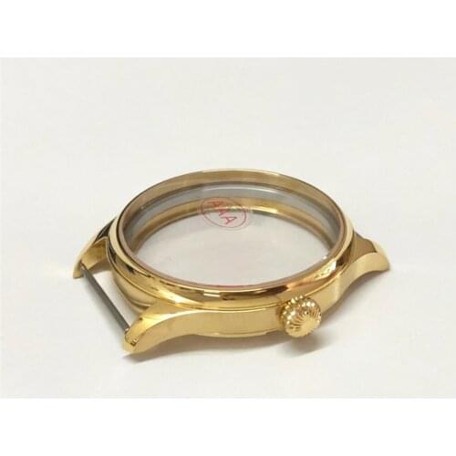 44mm High quality 316L Stainless steel Plating 18K gold Watch Cases For ETA 6497/6498/3600/3621 Movement Hand Wind movement