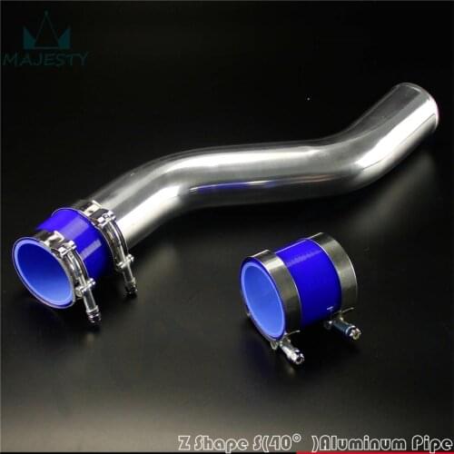 70 mm 2.75" inch Z / S Shape Aluminum Turbo Intercooler Pipe + silicone hose BL+ clamps silver