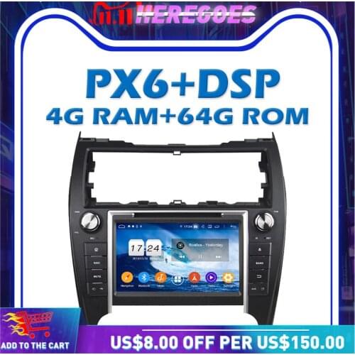 PX6 Car DVD Player DSP Android 10.0 4GB + 64GB Wifi Bluetooth 5.0 RDS RADIO GPS Map For Toyota CAMRY 2012-2017 USA middle east