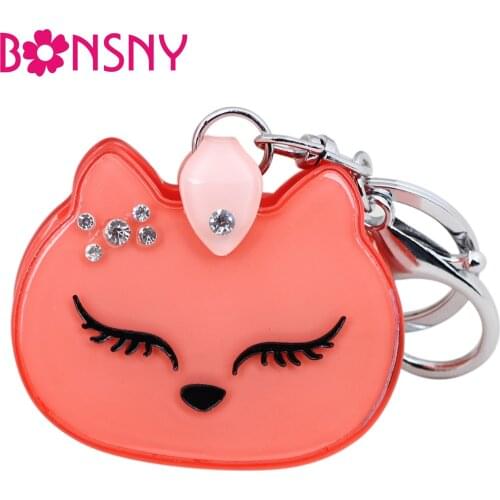 Bonsny Handbag Shape Cat Model Key Chain Key Ring For Women Bag Charm New Fashion Acrylic Jewelry Keychain Accessories