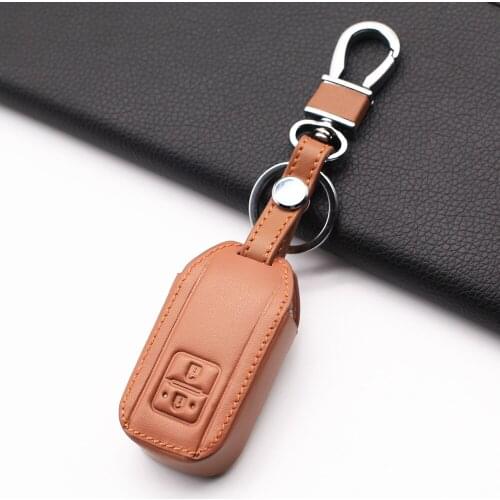 Genuine leather car key cover fob case for suzuki swift 2017 2018 wagon r 2 buttons remote style car key case