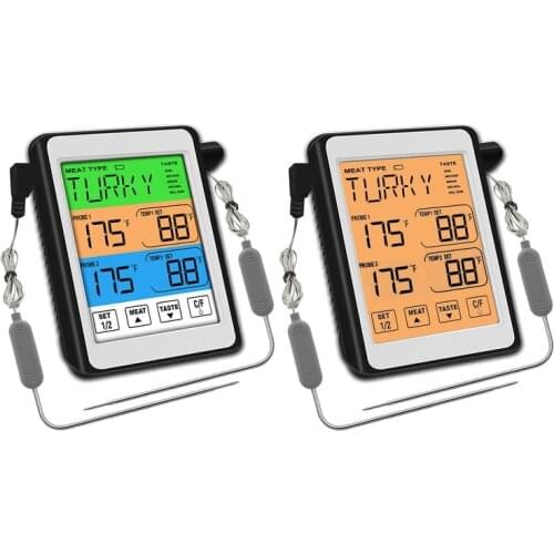 Digital BBQ Thermometer Wireless Kitchen Oven Grill Smoker Meat Thermometer with Probe and Timer Temperature Alarm