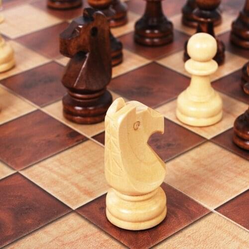 Wooden Chess Set Folding Magnetic Large Board With 34 Chess Pieces Interior for E56D