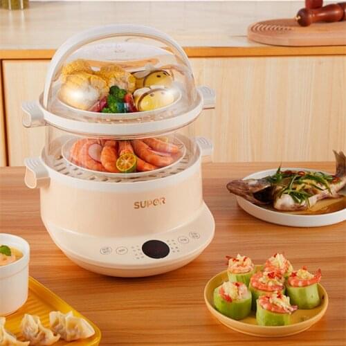 SUPOR 220V Electric Steamer Home 2 Layers Electric Steaming Cooking Machine Multi Cooker Pot Fast Steaming Steamer Cooker