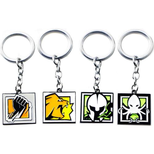 Rainbow Six 6 Siege Enamel Keychain for Men ALIBI MAESTRO LION FINKA Metallic Key Ring Holder Porte Clef Collection Jewelry Gift