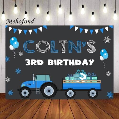 Mehofond Photography Background Blue Truck Snowflake Gift Balloons Boys Birthday Party Baby Shower Backdrop Photo Studio Props