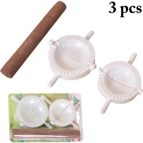 3pcs Dumpling Mold Dumpling Wrapper Cutter Making Dough Press Dumpling Press with Rolling Pin Pastry Tool Kitchen Accessories