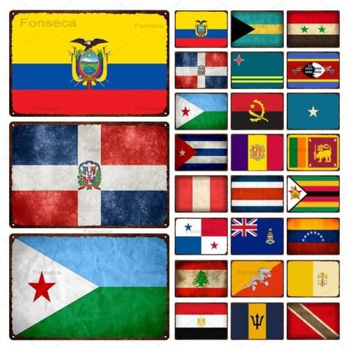 Country National Flag Vintage Tin Sign Metal Sign Decorative Plaque Wall Decor Bar Pub Man Cave Living Room Home Door Decoration