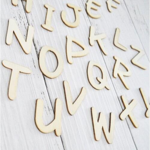Happymems 260pcs/set 3-4cm A-Z English Cute Words For Birthday Party Wood Letter DIY Wood Crafts Decoration Wooden Letter