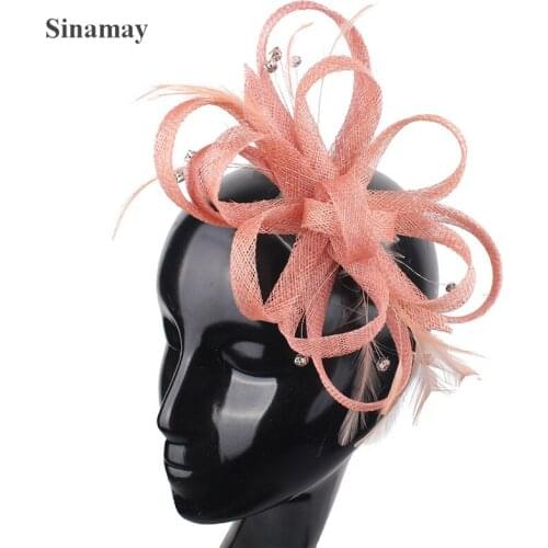Nice Sinamay Wedding Fascinator Hat Elegant Women Mesh Hair Accessories Hair Clip For Ladies Formal Party Dinner Headdress