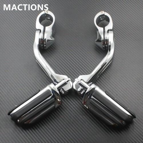 Chrome Motorcycle Accessories Long Highway Foot Pegs For Harley Electra Road King Street Glide 1-1/4" 32mm Bars