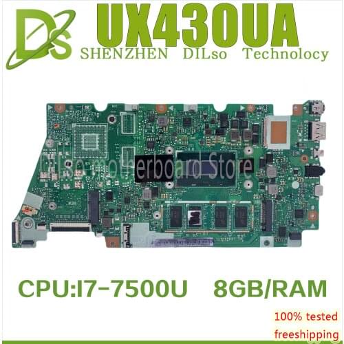 KEFU UX430UA Motherboard For ASUS UX430U UX430UQ UX430UQR UX430UN UX430UAR Laptop Motherboard original i7-7500u 8GB 100% Test