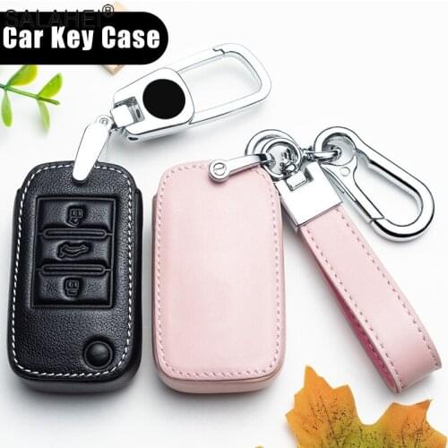 Leather Car Remote Key Case Cover Holder For MG MG6 ZS HS For Roewe 350 360 750 W5 RX5 I5 MAX RX3 2017 2018 2019 2020 Accessorie