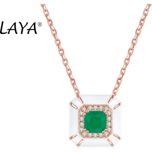 925 Sterling Silver Fashion High Quality Zircon Created Crystal Glass White Enamel Necklace Set For Womens Wedding Jewelry