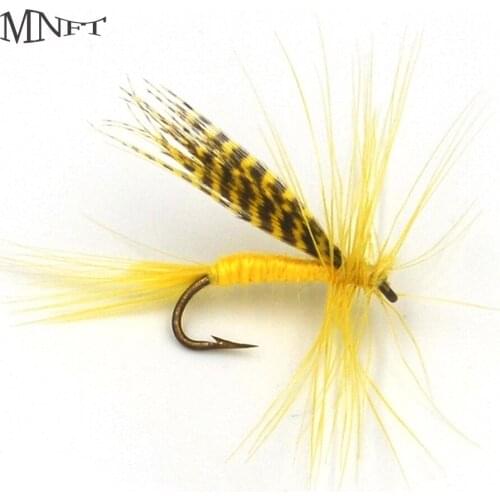 MNFT 10PCS/Bag&Box Style Yellow Mayfly Nypmh Trout Flies Fly Fishing Outdoor Fish Bait Artificial Fly Fishing Bait
