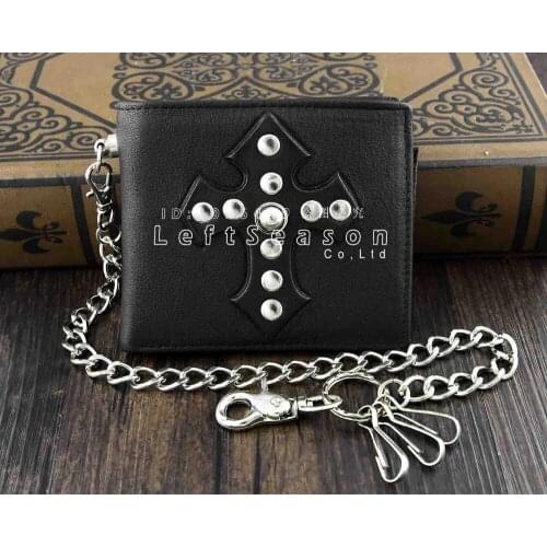 Steampunk Goth Stud Cross Mens Genuine Leather with Jeans Key Chain