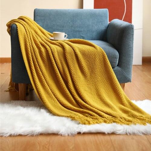 Soft Blanket with Tassels Warm Knitted Blankets on Beds Soft Sofa Throw Blanket Travel Air Condition Blankets Bed Decorative