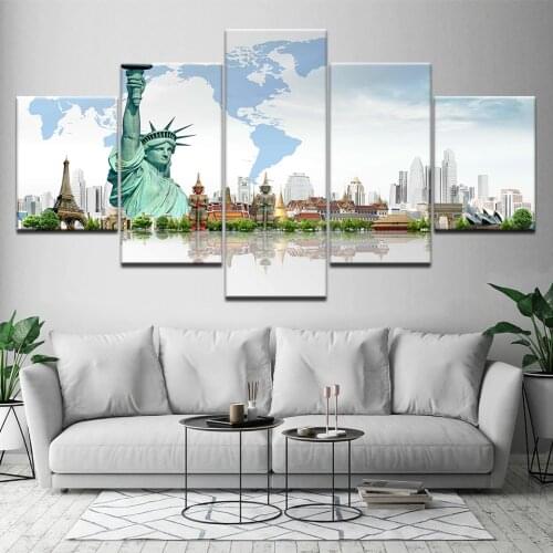 5 panel diamond painting kit Statue of Liberty Full Square Round Diamond Embroidery Wall Pictures for Room Decor,A973