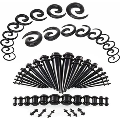 54PCS Spiral Ear Stretching Kit Gauge 14G-00G Acrylic Taper Set Ear Gauge Starter Kit Stretcher Plugs Tunnel Flesh Dilataciones