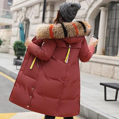 2019 New Winter Keep Suit-dress Loose Coat Long Fund Even Hat Overcoat Cotton-padded Clothes Woman Overknee Thickening Cotton