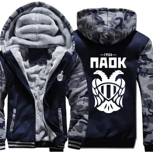 New Paok Hoodies Camouflage sleeve Pullover Winter Jacket Paok Sweatshirts Long Sleeve Coat