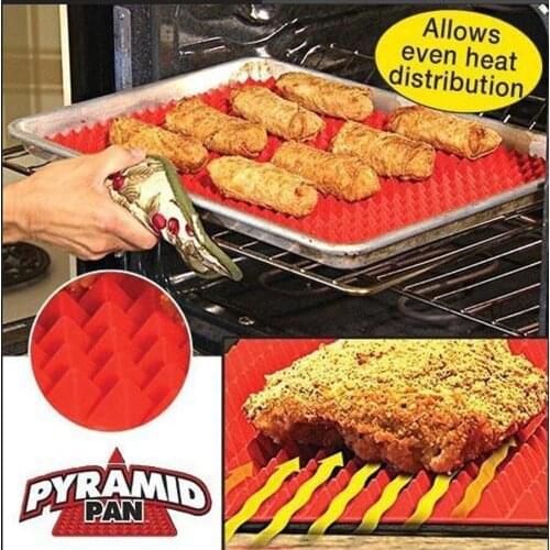 1Pcs New Creative Useful Pyramid Pan Silicone Non Stick Fat Reducing Mat Microwave Oven Baking Tray Sheet