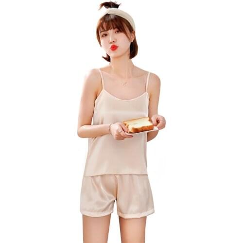 Summer Sexy Nightwear Pajamas For Women Silk Pajama Set Casual Soft Big Size Two Pieces Suit Female Sleepwear Girls Homewear