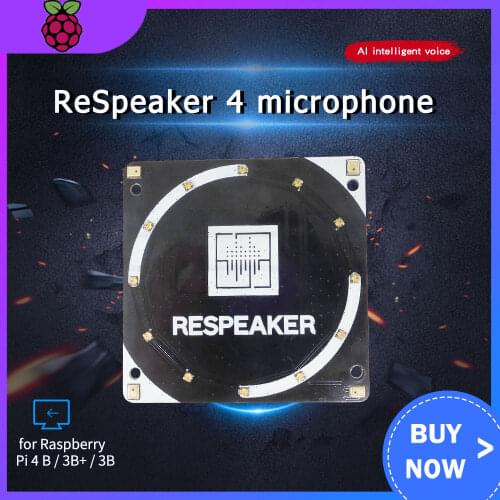 Raspberry Pi 4 Model B ReSpeaker 4-Mic Array for Raspberry Pi 4 Microphones Array for AI Voice Quad-microphone Expansion Board