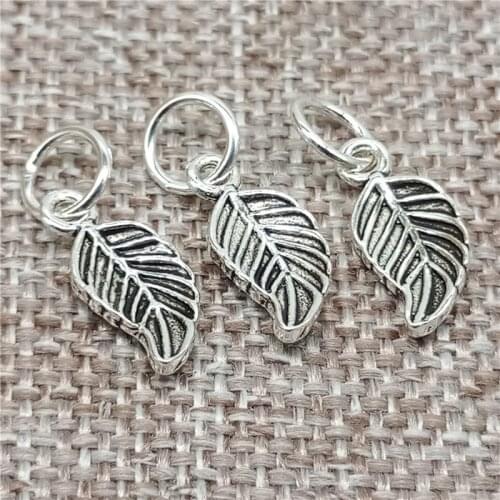 925 Sterling Silver Leaf Charms 2-Sided for Bracelet Necklace