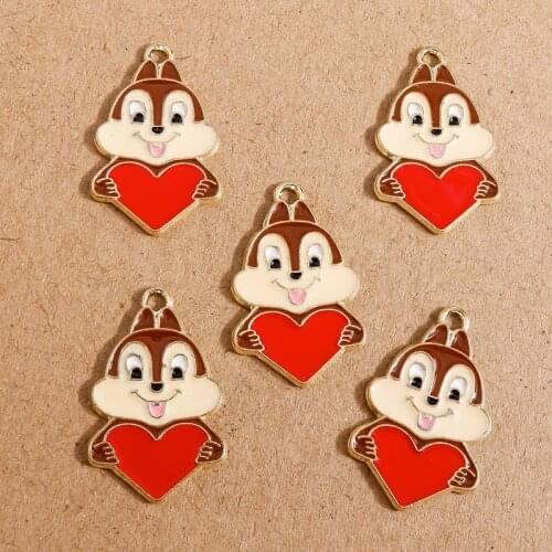 10pcs 18*28mm Cartoon Alloy Enamel Heart Monkey Charms for Jewelry Making Animal Charms Necklaces Earrings Pendants DIY Crafts