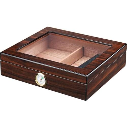 Portable 24 Cigars Wooden Grain Cigar Humidor Storage Box Case Hygrometer Humidifier Storage Box