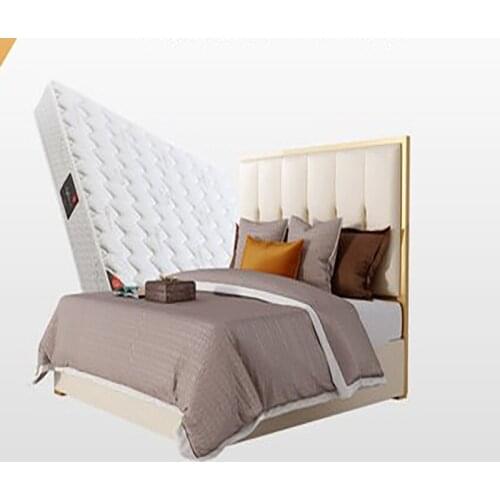 Postmodern light luxury style leather master bedroom headboard cowhide ins net red princess double bed American high-end