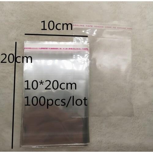 100pcs 10x20cm Resealable Poly Bag Transparent Opp Plastic Bags Self Adhesive Seal Jewellery Making Bag