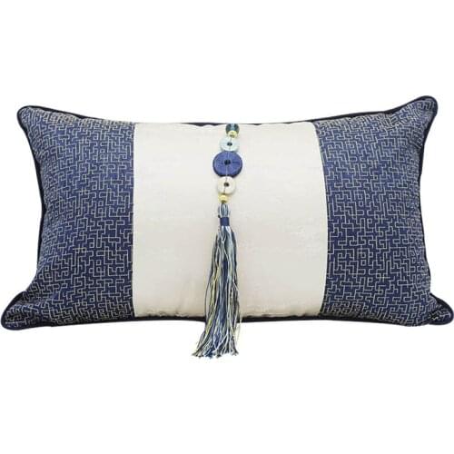 Jacquard Plaid Cushion Cover Luxury Light Sofa Living Room Decorative Pillow Cover With Tassel Home Decor