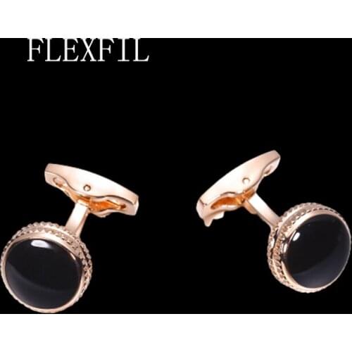 FLEXFIL Luxury shirt cufflinks for mens Brand cuff buttons cuff links gemelos High Quality round wedding abotoaduras Jewelry