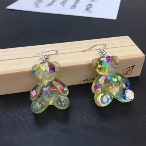 Lovely New Design Fashion Jewelry Resin Dangle Drop Earrings Glitter Colorful Gummy Bears Party Earrings for Women Girl Gift