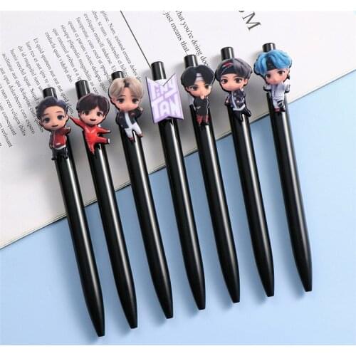 NEW KOREA Kpop Bangtan Boys Tinytan Ballpoint Pens Stationery Black Ink Ballpen Pilot Pen Office School Writing Supplies Tools