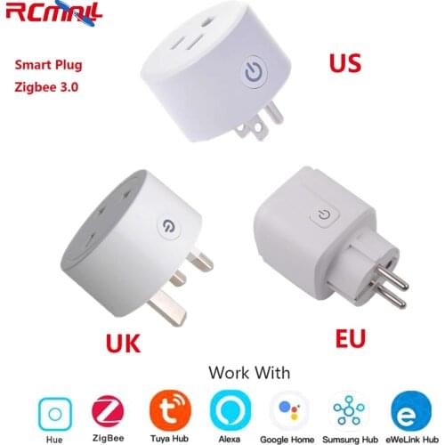 Zigbee Smart Plug Compatible with Alexa Echo Dot SmartThings Hub(Hub Required) Works with Google Home US/EU/UK