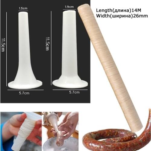 Food Grade 1lbs Filling Meat Tubes 1.5cm 1.9cm Sausage Filling Handmade Sausage Tube with Base 5.7cm 14Mx26mm Collagen Casing