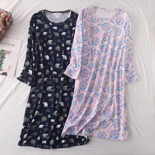 Spring Ladies Knitted Cotton Extended Nightdress Women Sleepwear Plus Size Night Wear Ropa Para Dormir Mujer Sexy Nightwear