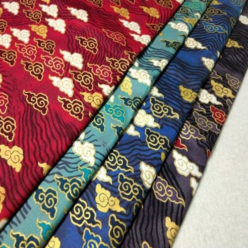 Viaphil 100% Cotton Fabric Brand Gold Stamping Lucky Cloud Japanese Kimono Printed Sewing Cloth Dress Clothing Textile Tissue
