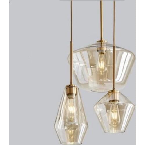 Vintage Retro Industrial Loft Clear/Amber Glass E27 Pendant Light for Dining Room Living Room Restaurant Home Deco A/B/C 2198