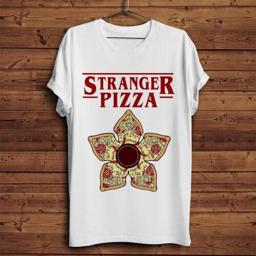 Stranger things demogorgon pizza funny t-shirt men new white casual homme TShirt hipster streetwear t shirt