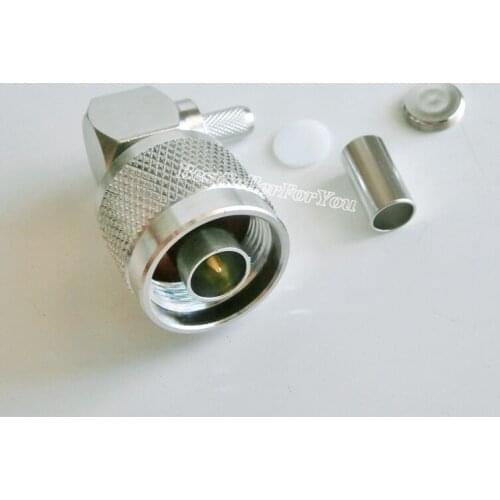1Pcs N male crimp 90 degree For RG58 RG142 LMR195 RG400 cable right angle RF Connector