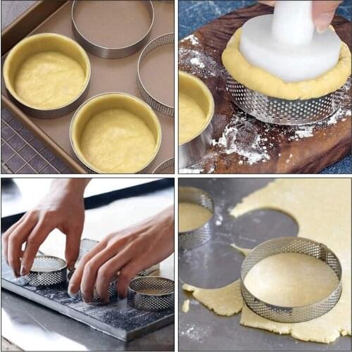 10Pcs Round Stainless Perforated Seamless Tart Ring Quiche Ring Tart Pan Pie Tart Ring with Hole Tart Shell Ring 4.5cm