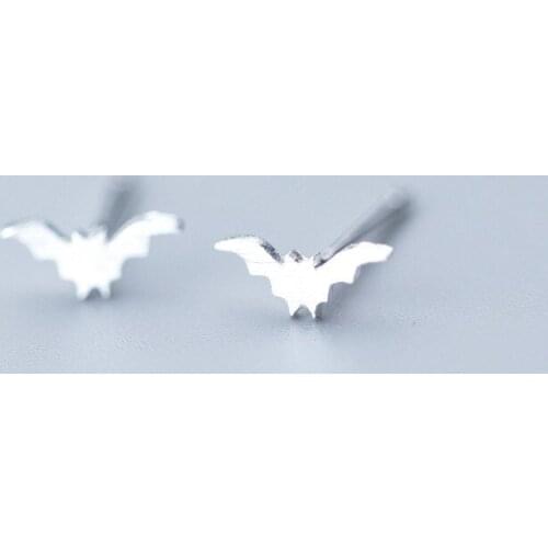 100% 925 Sterling Silver Womens Fashion Cute Tiny Bat Stud Earrings 2020 Gift for School Girls Daughters Wedding Jewelry