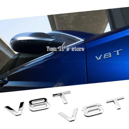 100X Car Chrome V8T V6T Badge Emblem Genuine OEM CAR bady stick v8t v6t car emblem stick car body stick Car Styling