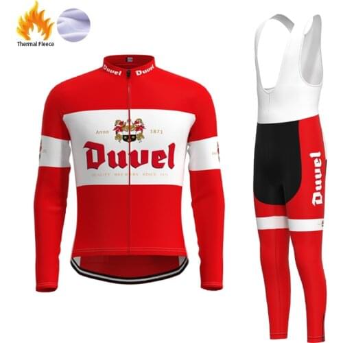 1992 Racing Belgium Duvel Team Retro Man Fleece Cycling Jersey Long sleeve Set clothing Mtb Biker Jersey Outfit maillot ciclismo