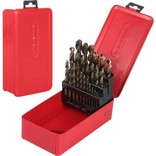 25Pcs High-Speed Steel Drill Bit Hard Metal HSS Twist Bit Stainless Steel Drilling Twist Drill Set with Storage Case